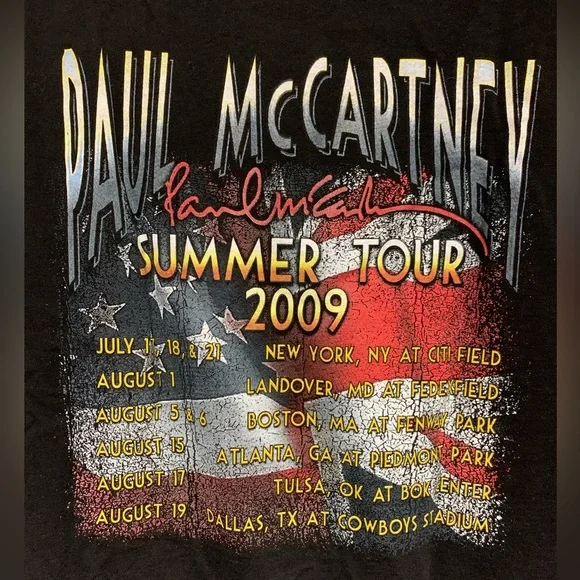 Paul McCartney summer tour 2009 concert tee mens t-shirt size XL Extra Large EUC - Picture 7 of 9